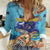 Grand Cayman Map Sea Turtle Women Casual Shirt Ocean Vibes