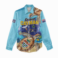 Grand Cayman Map Sea Turtle Women Casual Shirt Ocean Vibes