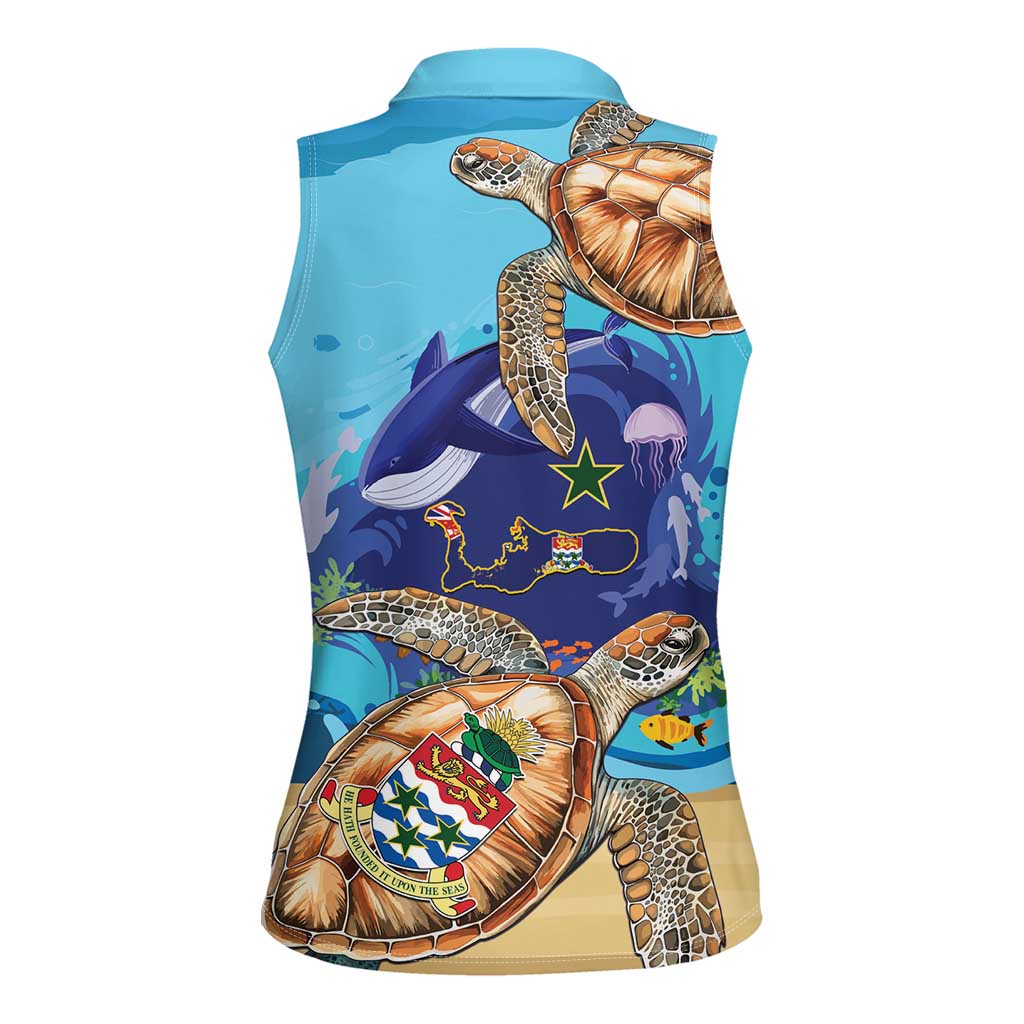 Grand Cayman Map Sea Turtle Women Sleeveless Polo Shirt Ocean Vibes