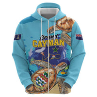 Grand Cayman Map Sea Turtle Zip Hoodie Ocean Vibes