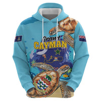 Grand Cayman Map Sea Turtle Zip Hoodie Ocean Vibes