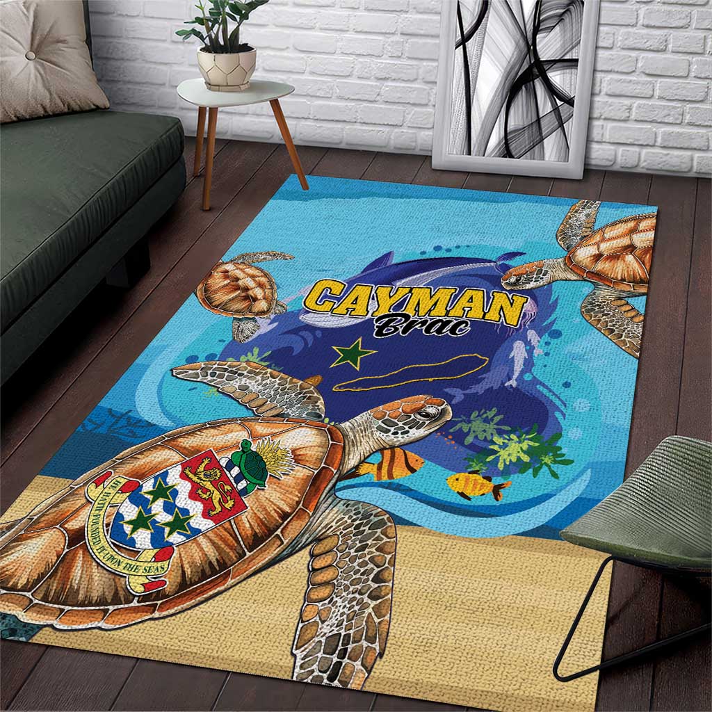 Cayman Brac Map Sea Turtle Area Rug Ocean Vibes