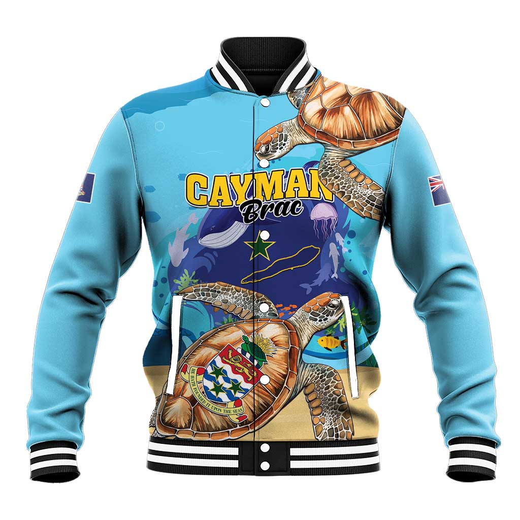 Cayman Brac Map Sea Turtle Baseball Jacket Ocean Vibes