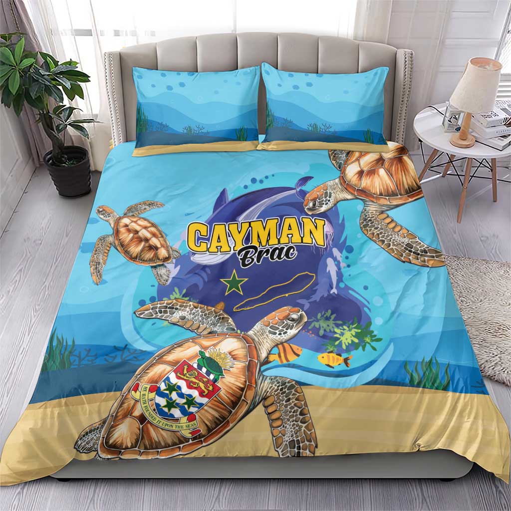 Cayman Brac Map Sea Turtle Bedding Set Ocean Vibes