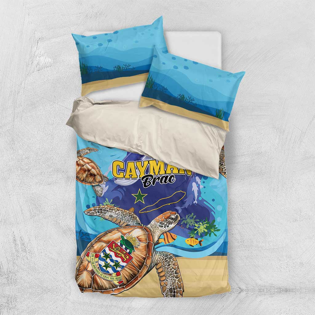 Cayman Brac Map Sea Turtle Bedding Set Ocean Vibes