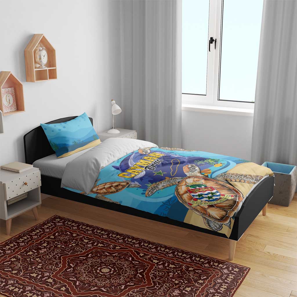 Cayman Brac Map Sea Turtle Bedding Set Ocean Vibes