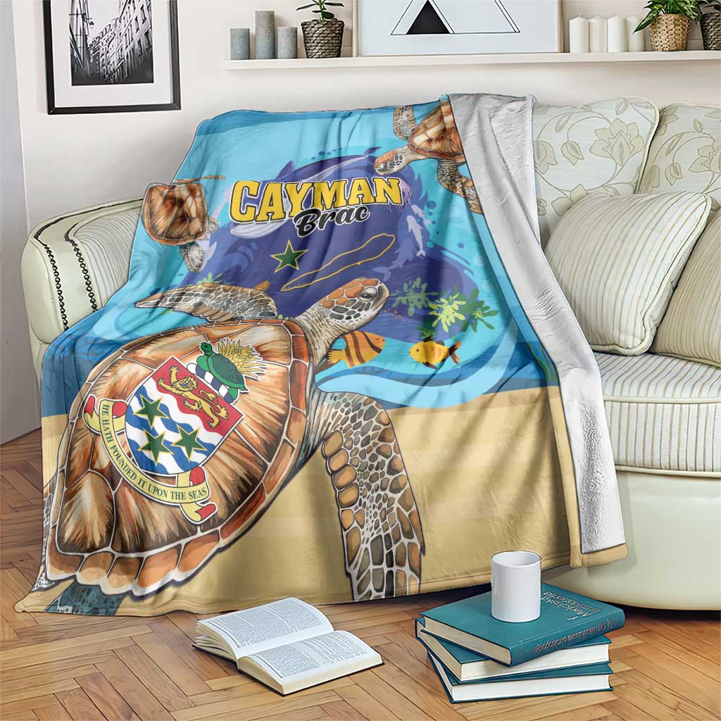 Cayman Brac Map Sea Turtle Blanket Ocean Vibes