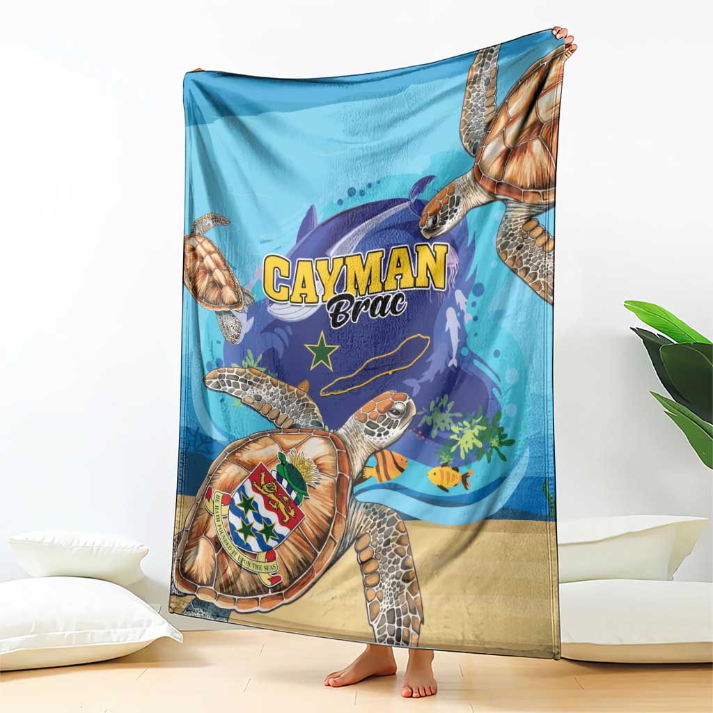 Cayman Brac Map Sea Turtle Blanket Ocean Vibes