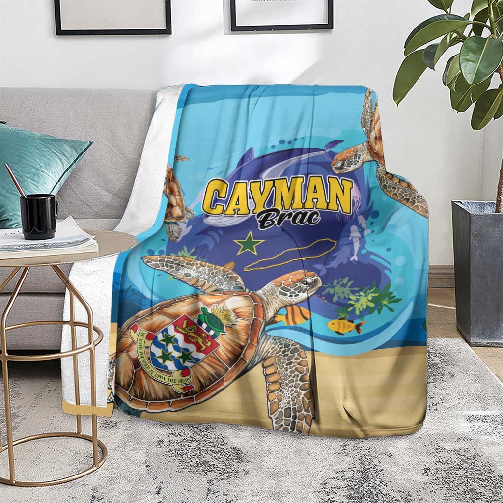 Cayman Brac Map Sea Turtle Blanket Ocean Vibes