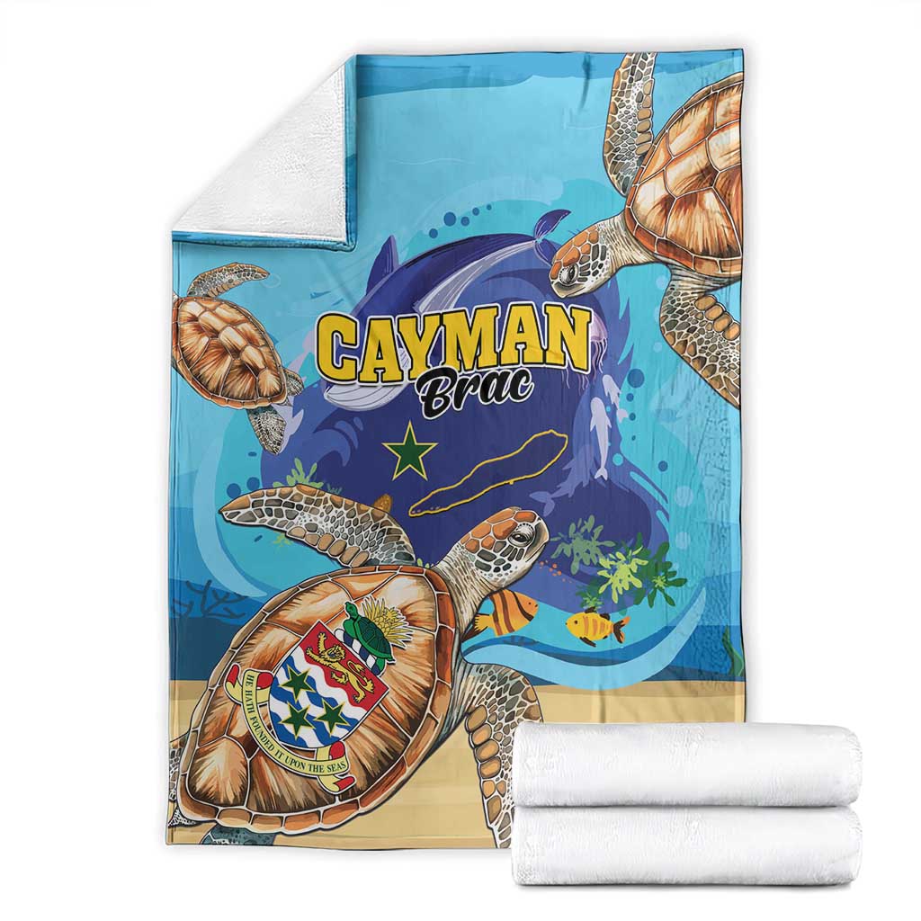 Cayman Brac Map Sea Turtle Blanket Ocean Vibes