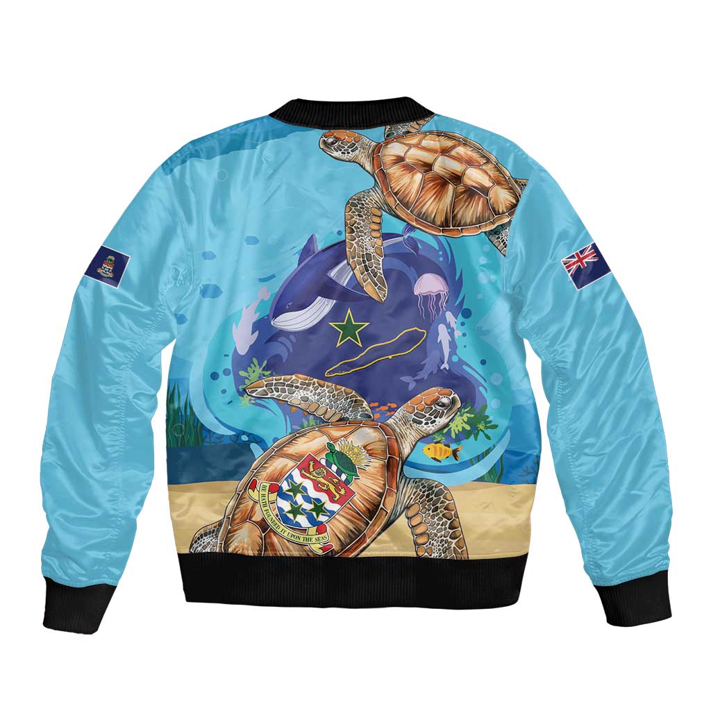Cayman Brac Map Sea Turtle Bomber Jacket Ocean Vibes