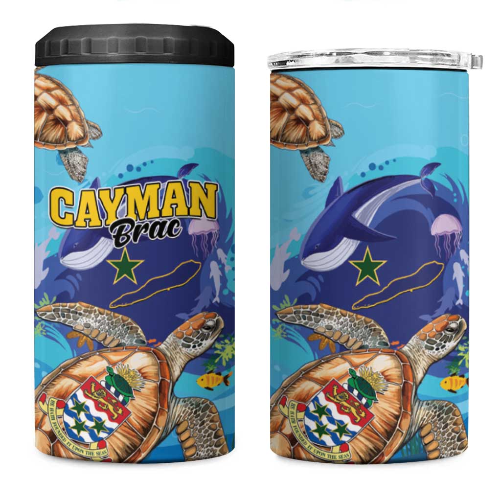 Cayman Brac Map Sea Turtle 4 in 1 Can Cooler Tumbler Ocean Vibes