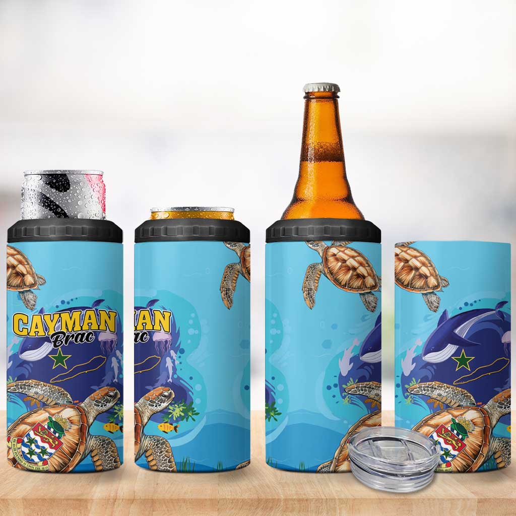 Cayman Brac Map Sea Turtle 4 in 1 Can Cooler Tumbler Ocean Vibes