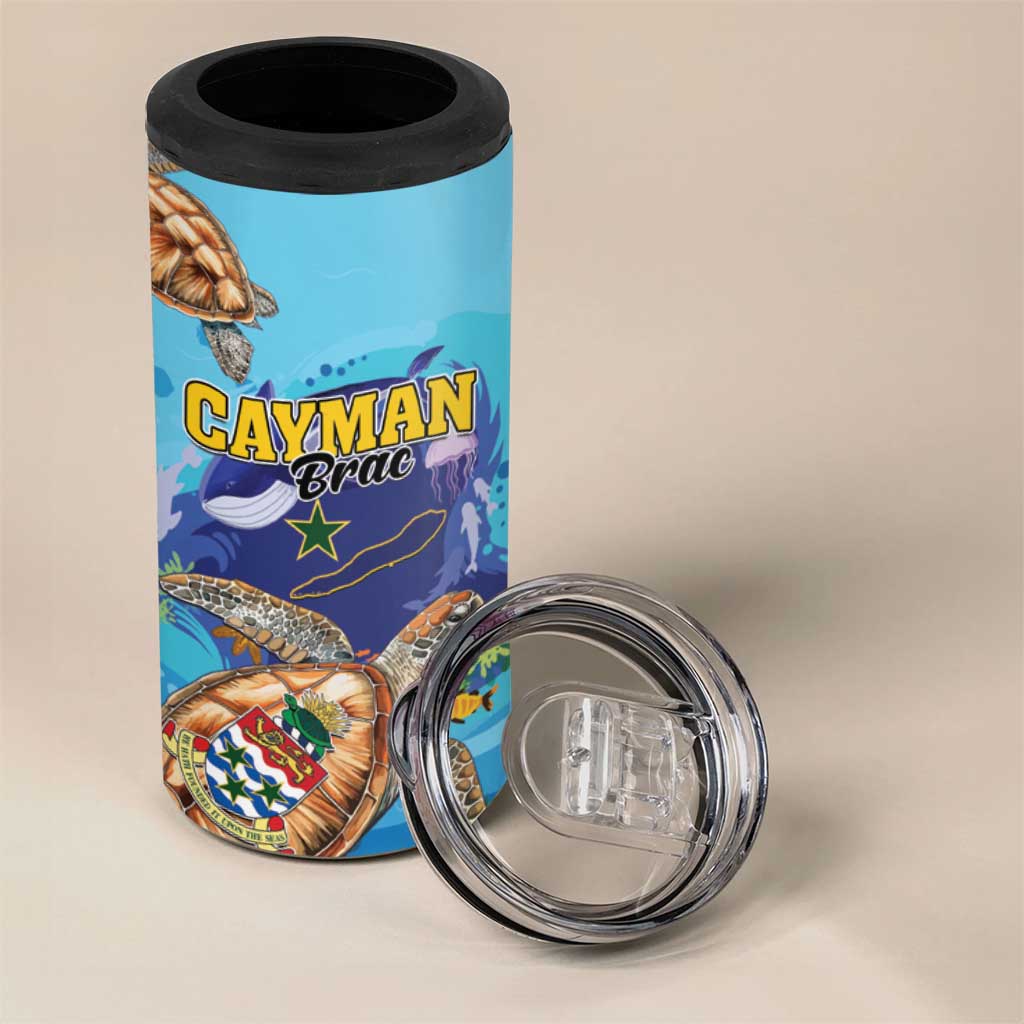 Cayman Brac Map Sea Turtle 4 in 1 Can Cooler Tumbler Ocean Vibes