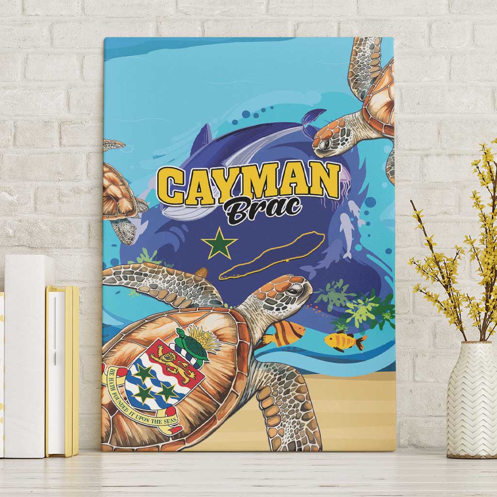 Cayman Brac Map Sea Turtle Canvas Wall Art Ocean Vibes