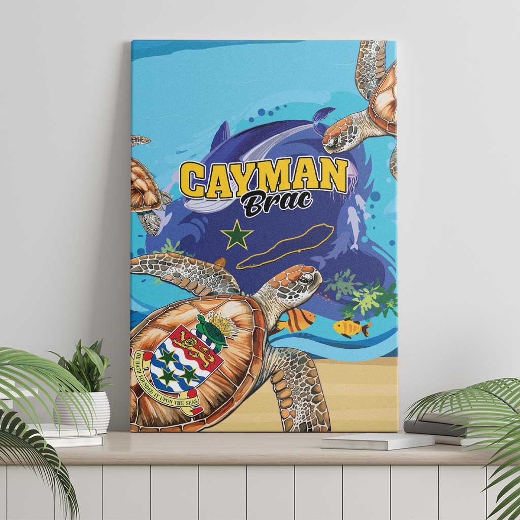 Cayman Brac Map Sea Turtle Canvas Wall Art Ocean Vibes