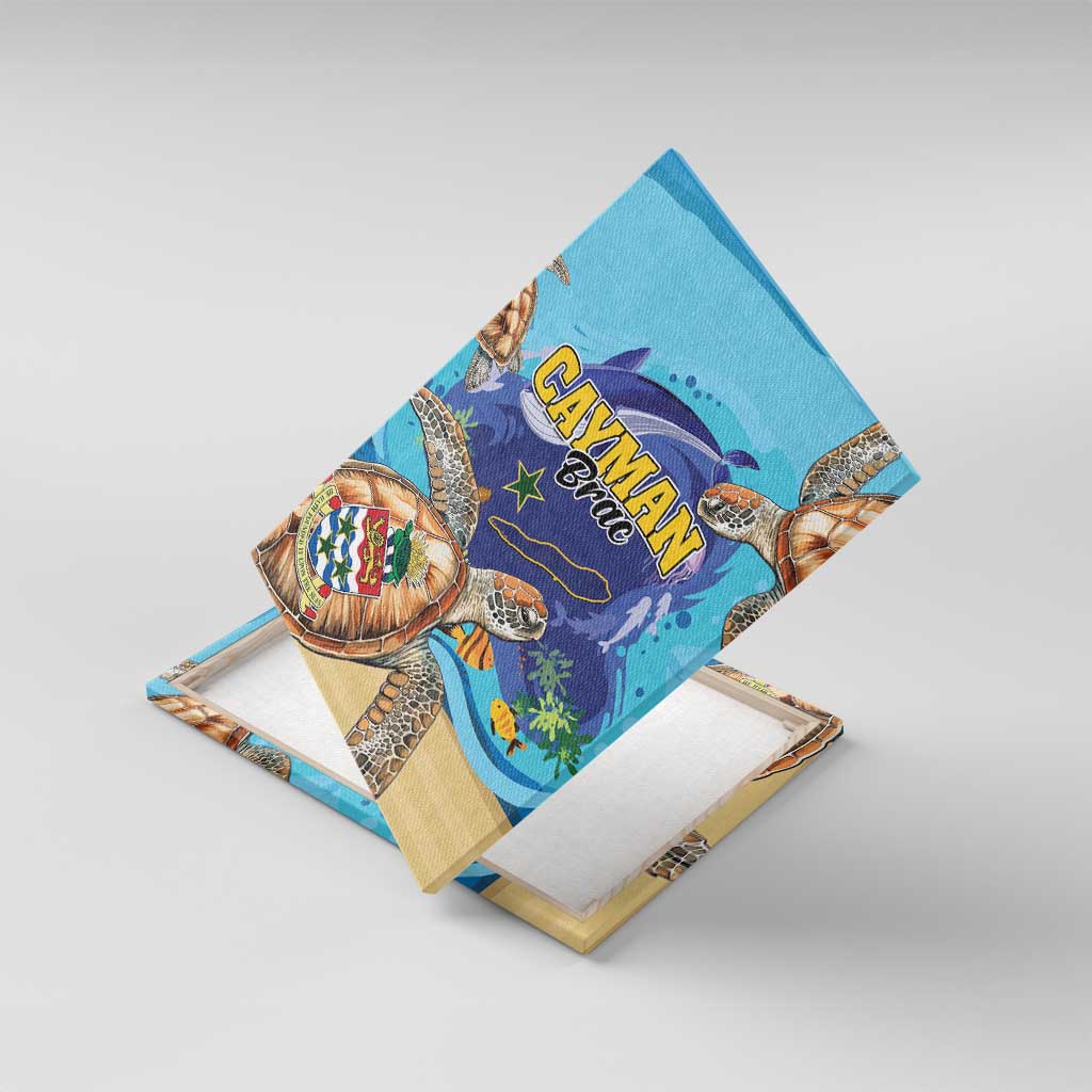 Cayman Brac Map Sea Turtle Canvas Wall Art Ocean Vibes