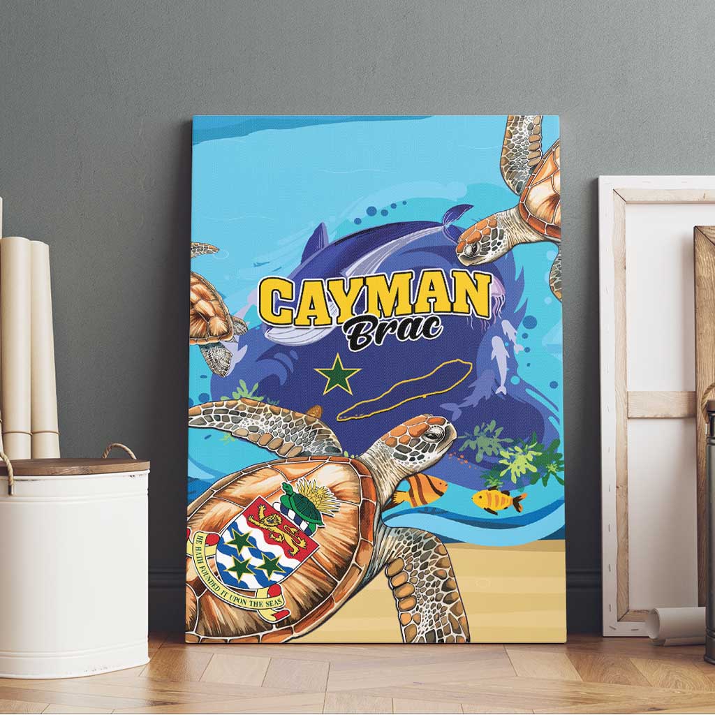 Cayman Brac Map Sea Turtle Canvas Wall Art Ocean Vibes