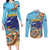 Cayman Brac Map Sea Turtle Couples Matching Long Sleeve Bodycon Dress and Long Sleeve Button Shirt Ocean Vibes