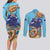 Cayman Brac Map Sea Turtle Couples Matching Long Sleeve Bodycon Dress and Long Sleeve Button Shirt Ocean Vibes