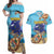 Cayman Brac Map Sea Turtle Couples Matching Off Shoulder Maxi Dress and Hawaiian Shirt Ocean Vibes