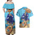 Cayman Brac Map Sea Turtle Couples Matching Off Shoulder Maxi Dress and Hawaiian Shirt Ocean Vibes