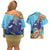Cayman Brac Map Sea Turtle Couples Matching Off Shoulder Short Dress and Hawaiian Shirt Ocean Vibes