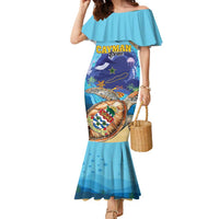 Cayman Brac Map Sea Turtle Family Matching Mermaid Dress and Hawaiian Shirt Ocean Vibes