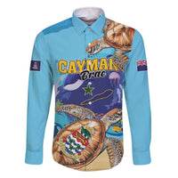 Cayman Brac Map Sea Turtle Family Matching Off The Shoulder Long Sleeve Dress and Hawaiian Shirt Ocean Vibes