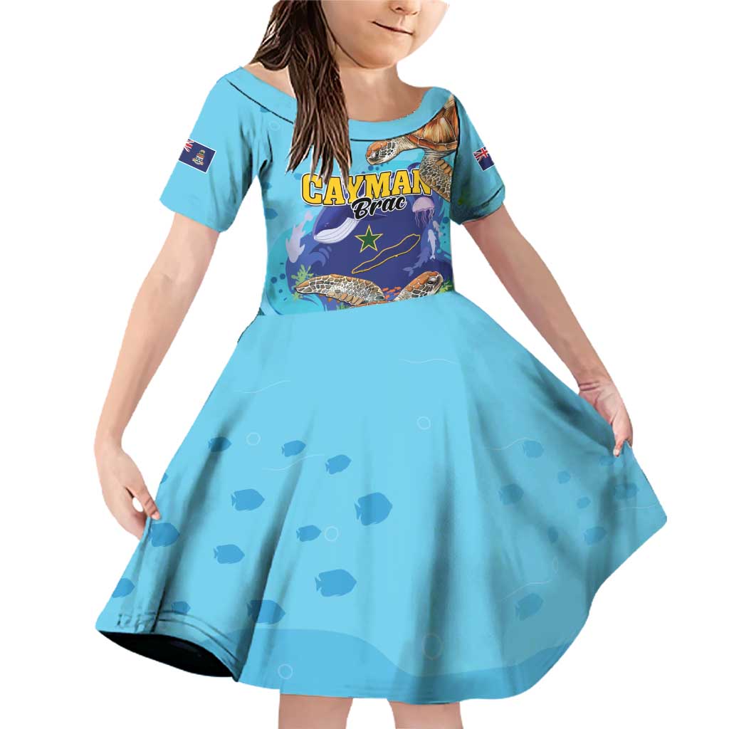Cayman Brac Map Sea Turtle Family Matching Off Shoulder Short Dress and Hawaiian Shirt Ocean Vibes