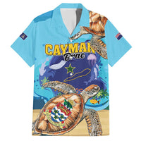 Cayman Brac Map Sea Turtle Family Matching Off Shoulder Short Dress and Hawaiian Shirt Ocean Vibes