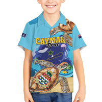 Cayman Brac Map Sea Turtle Family Matching Off Shoulder Short Dress and Hawaiian Shirt Ocean Vibes