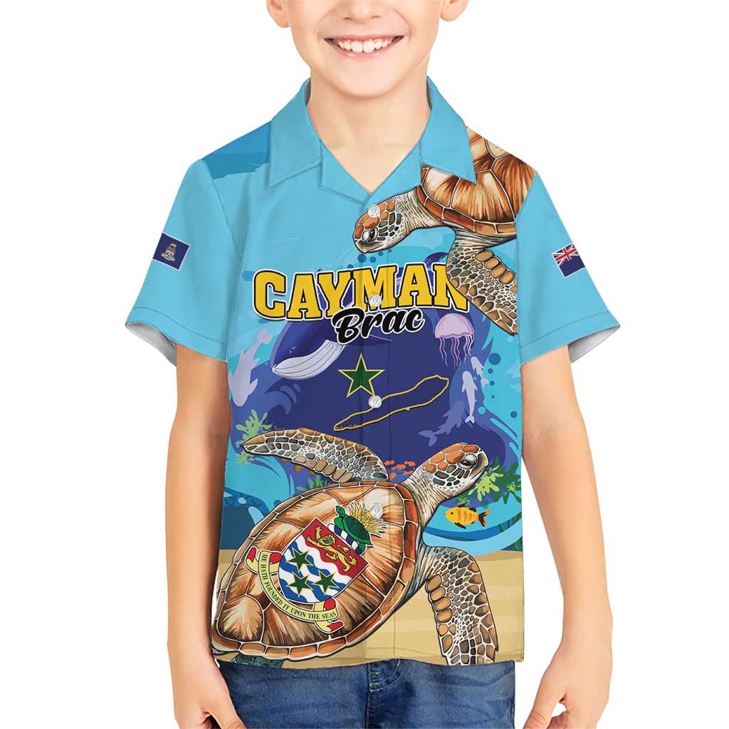Cayman Brac Map Sea Turtle Family Matching Short Sleeve Bodycon Dress and Hawaiian Shirt Ocean Vibes