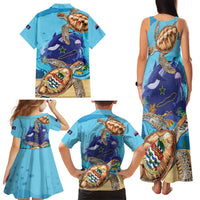 Cayman Brac Map Sea Turtle Family Matching Tank Maxi Dress and Hawaiian Shirt Ocean Vibes