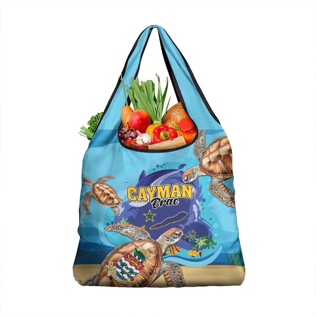 Cayman Brac Map Sea Turtle Grocery Bag Ocean Vibes