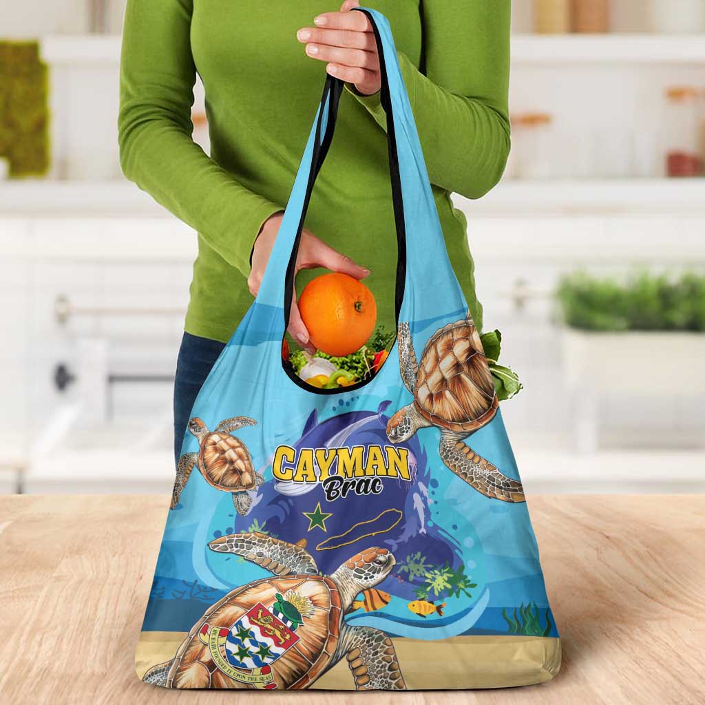 Cayman Brac Map Sea Turtle Grocery Bag Ocean Vibes