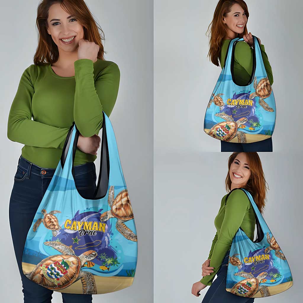 Cayman Brac Map Sea Turtle Grocery Bag Ocean Vibes