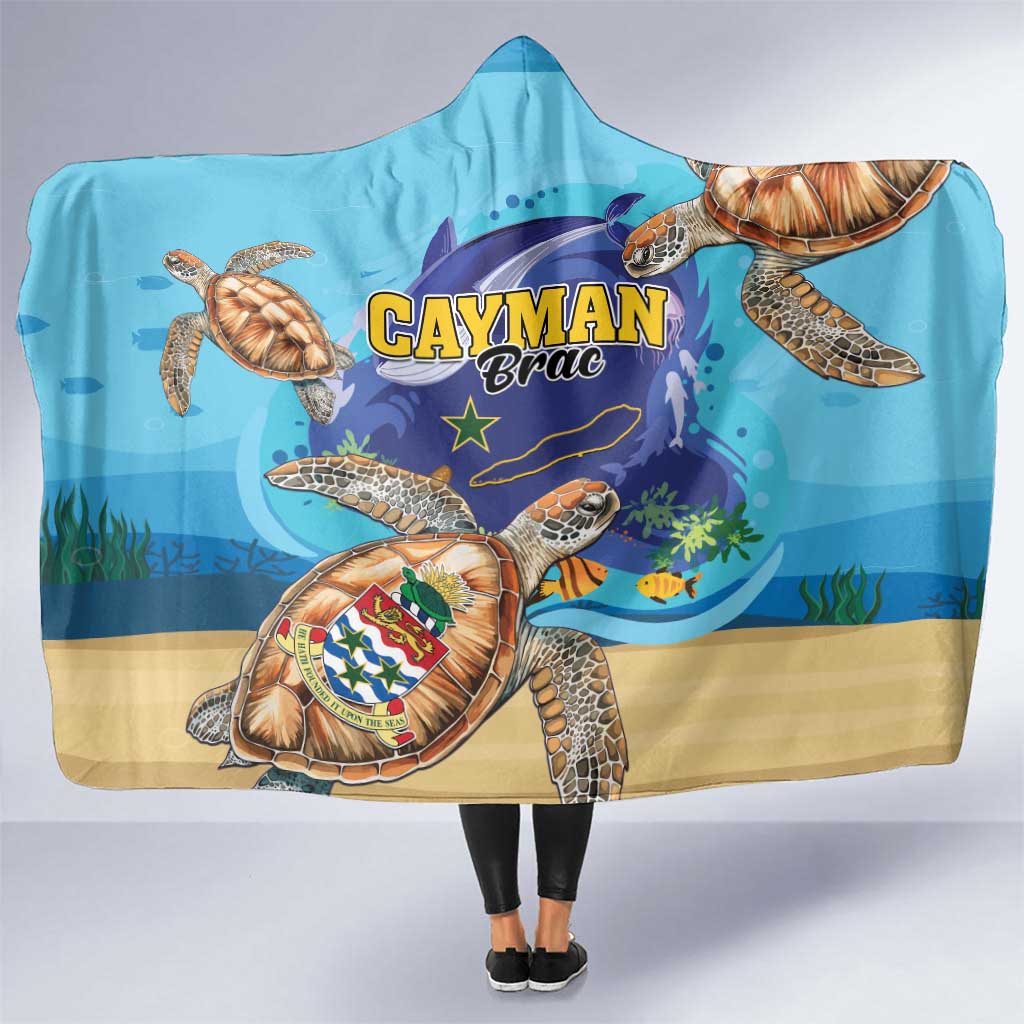 Cayman Brac Map Sea Turtle Hooded Blanket Ocean Vibes