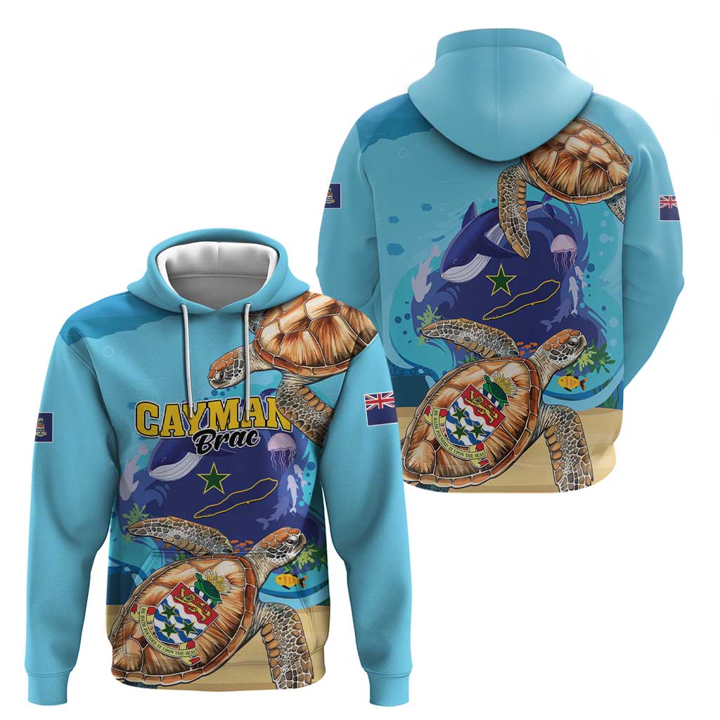 Cayman Brac Map Sea Turtle Hoodie Ocean Vibes