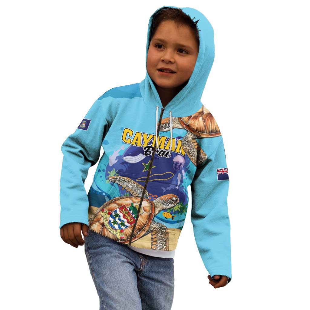 Cayman Brac Map Sea Turtle Kid Hoodie Ocean Vibes