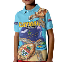 Cayman Brac Map Sea Turtle Kid Polo Shirt Ocean Vibes