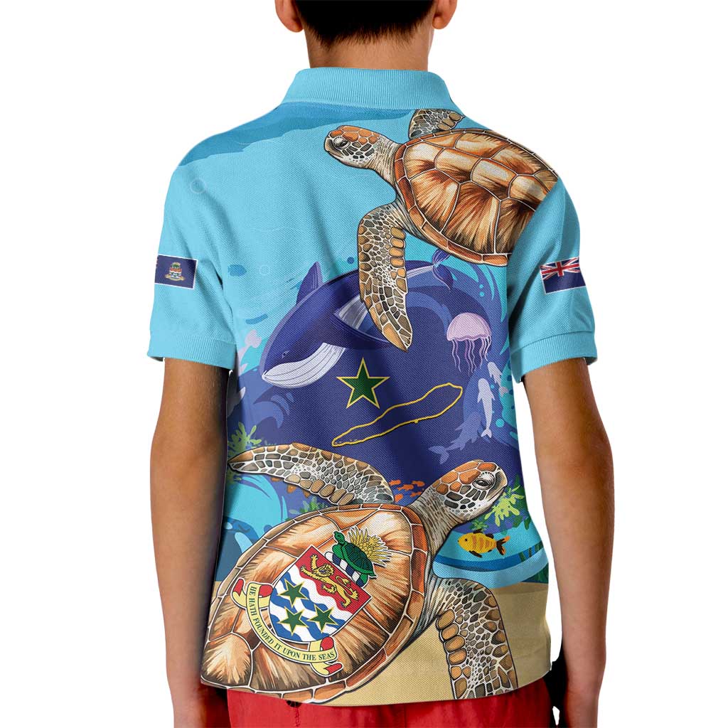 Cayman Brac Map Sea Turtle Kid Polo Shirt Ocean Vibes