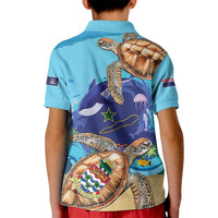 Cayman Brac Map Sea Turtle Kid Polo Shirt Ocean Vibes