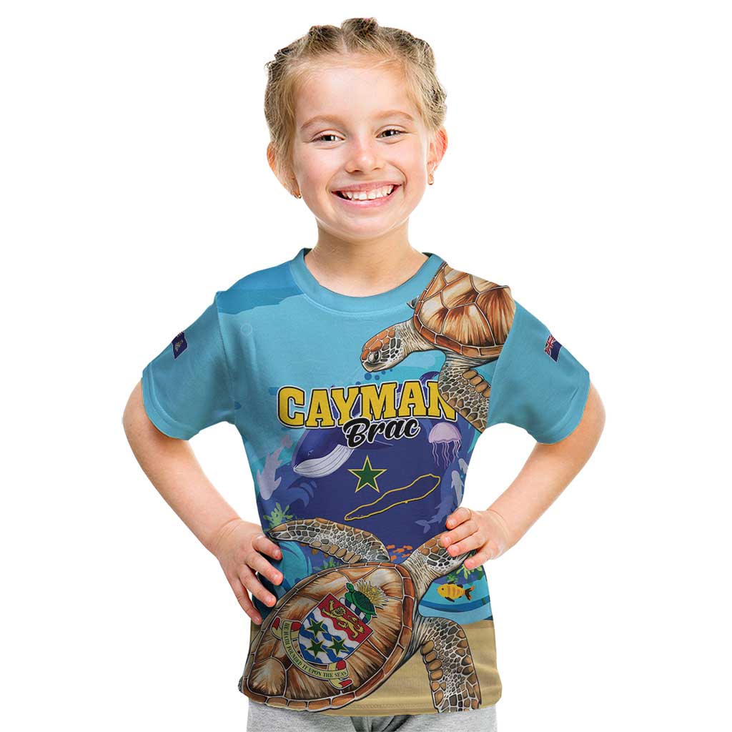 Cayman Brac Map Sea Turtle Kid T Shirt Ocean Vibes
