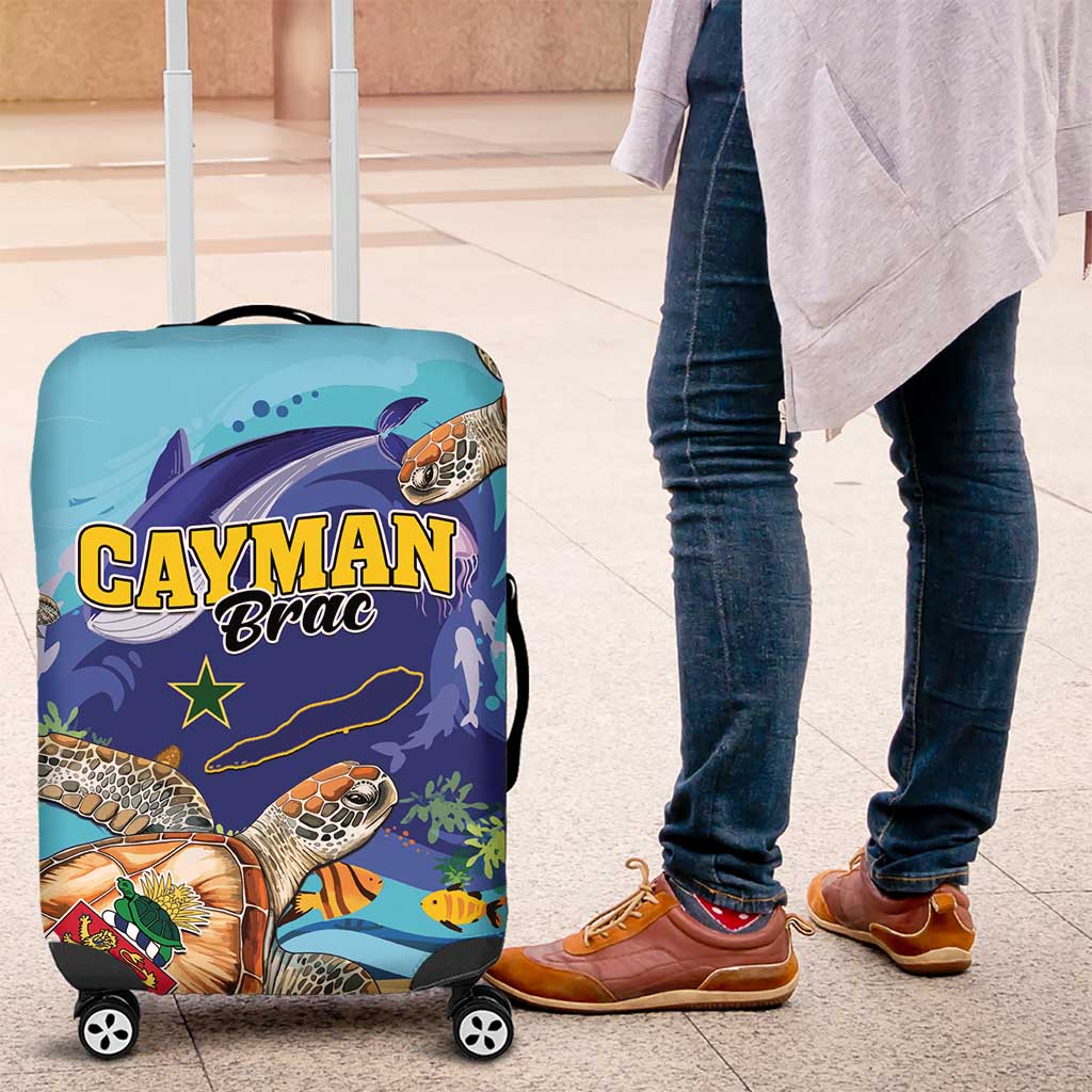 Cayman Brac Map Sea Turtle Luggage Cover Ocean Vibes