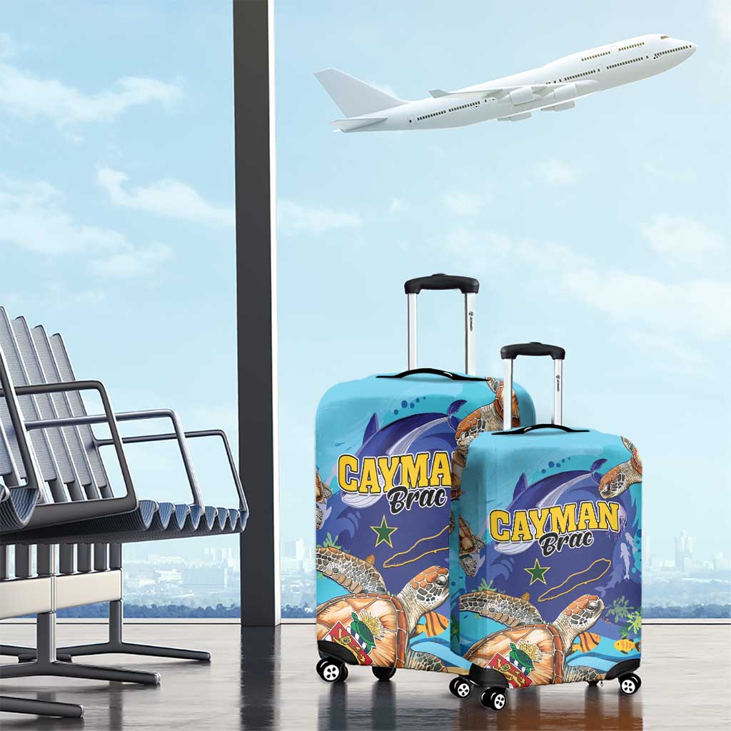 Cayman Brac Map Sea Turtle Luggage Cover Ocean Vibes