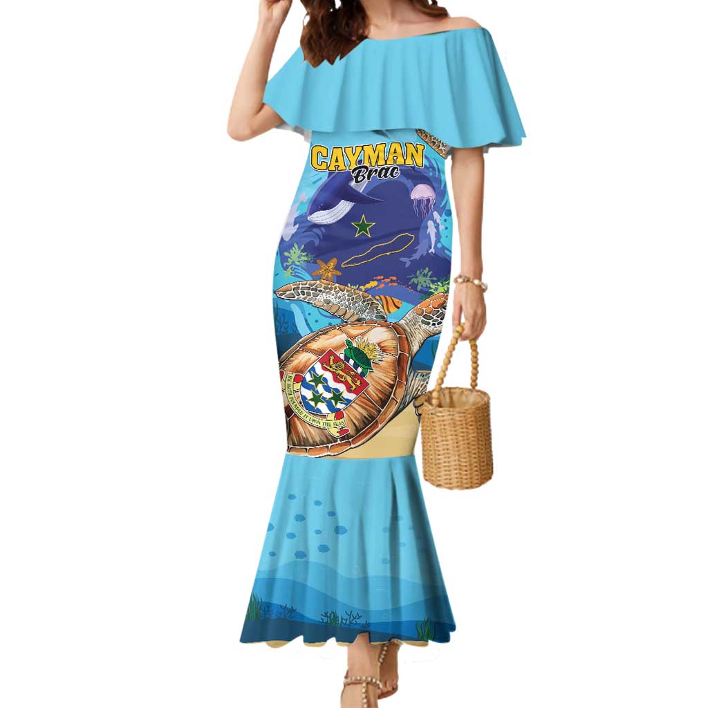 Cayman Brac Map Sea Turtle Mermaid Dress Ocean Vibes