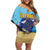 Cayman Brac Map Sea Turtle Off Shoulder Short Dress Ocean Vibes