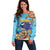 Cayman Brac Map Sea Turtle Off Shoulder Sweater Ocean Vibes