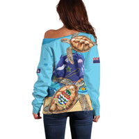 Cayman Brac Map Sea Turtle Off Shoulder Sweater Ocean Vibes